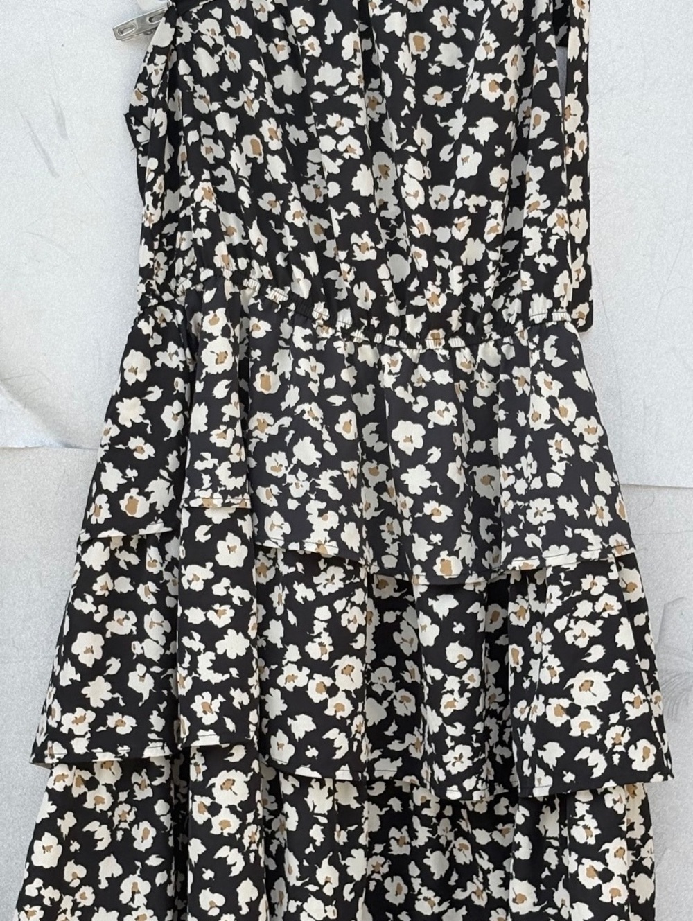 PrettyGarden One-Shoulder Floral Tiered Dress Medium
